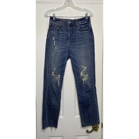 Pilcro And The Letterpress Women’s The Vintage Straight Jeans Distressed Blue 27 - Picture 1 of 8